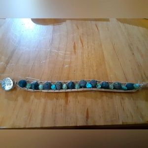 Handmade leather wrap beaded bracelet